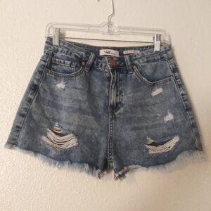 YMI Dream women's size 7/28 medium wash high-rise distressed shorts